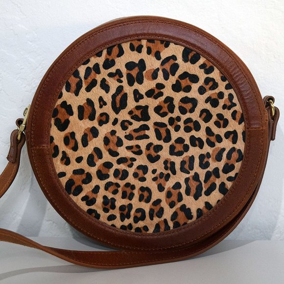 NEW Most Wanted USA Circle Crossbody Bag in Cheetah Calf Hair Brown Crossbody - Picture 4 of 14